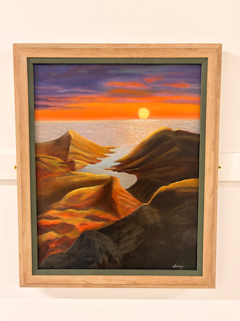 Sunset After A Day In The Mountains - Original oil painting.