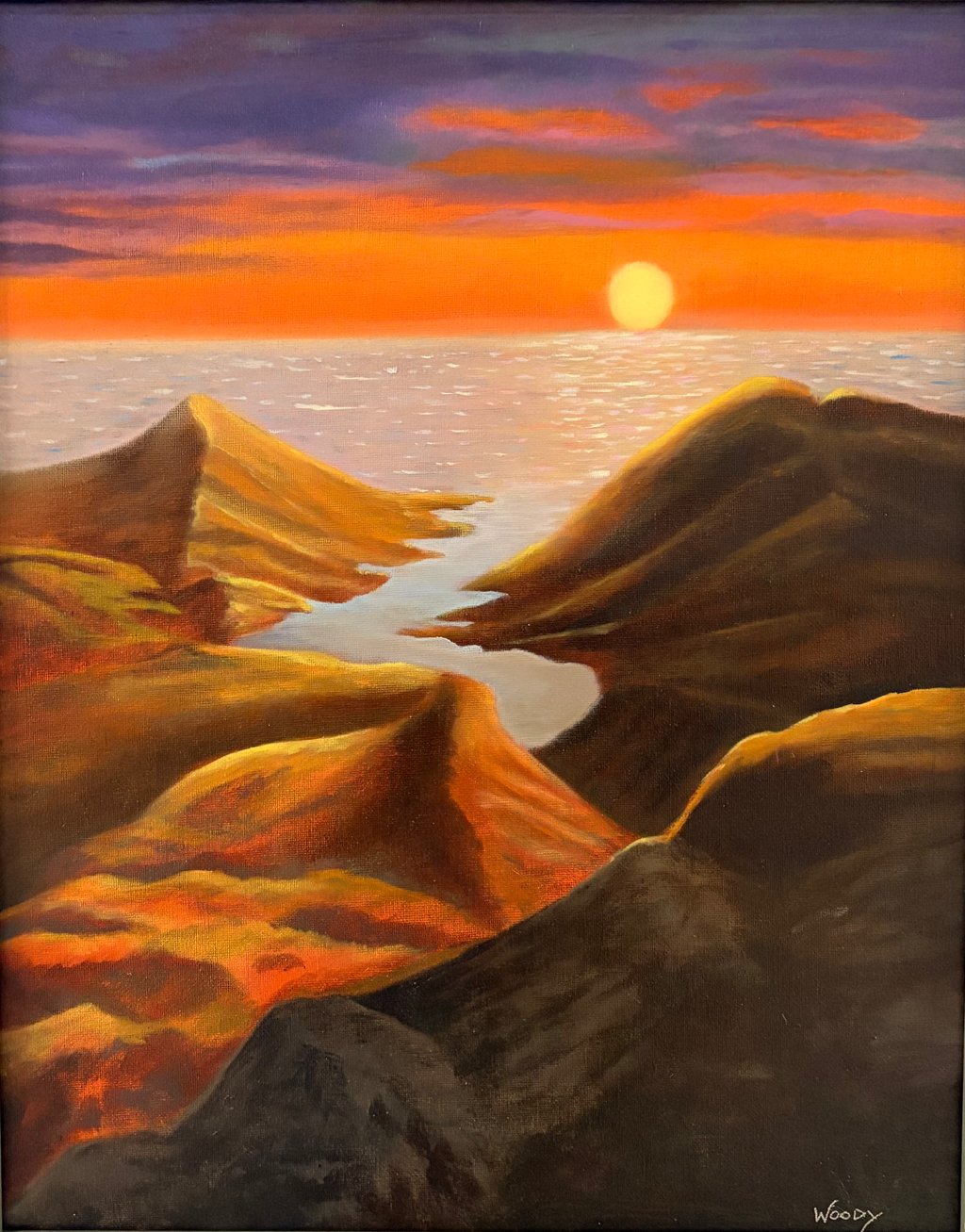 Sunset After A Day In The Mountains - Original oil painting.