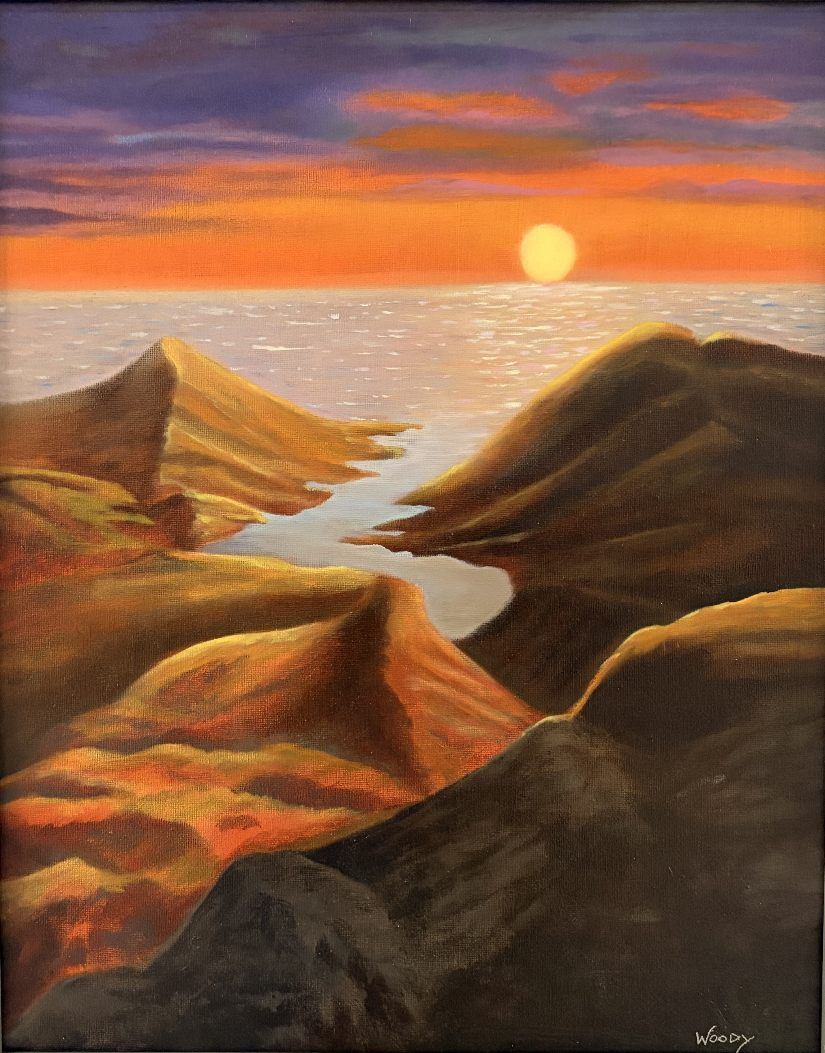 Sunset After A Day In The Mountains - Original oil painting.