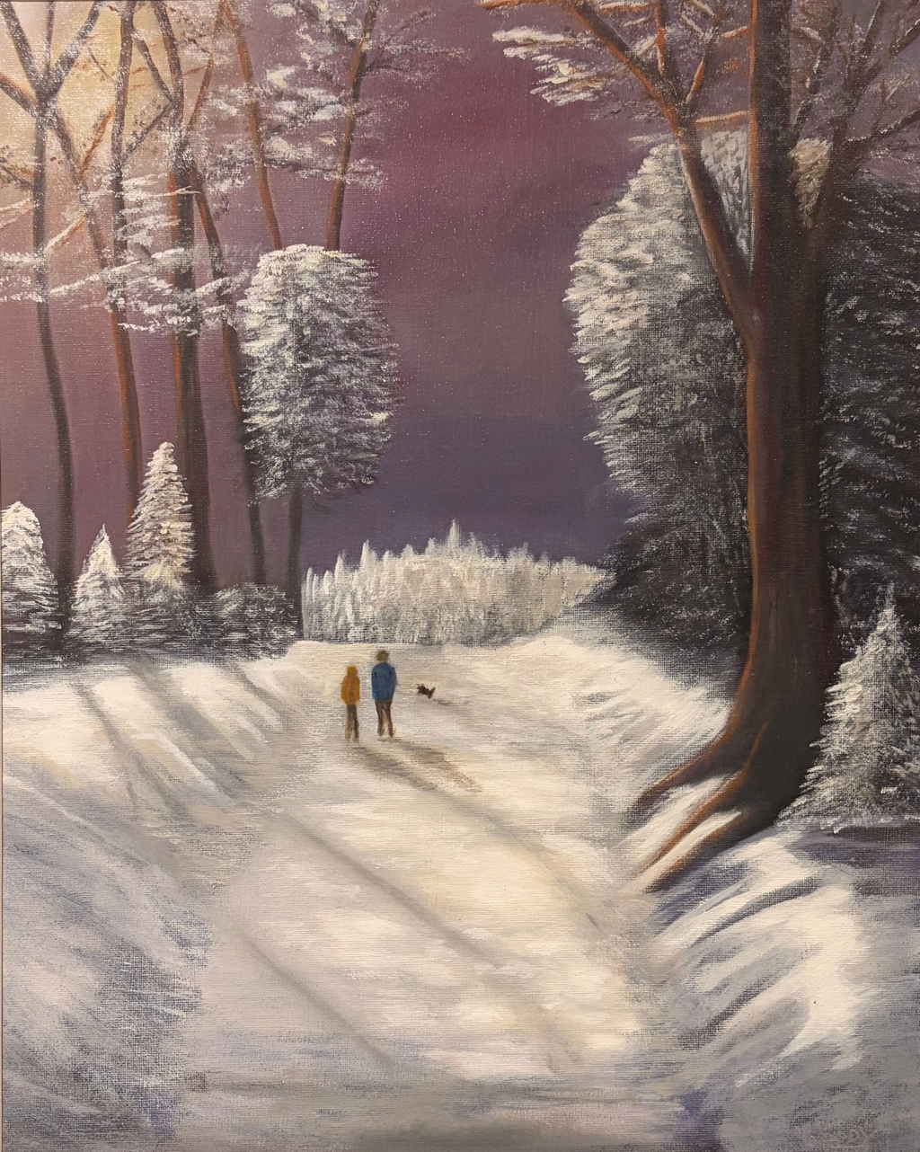 A Winter Walk - Original oil painting.